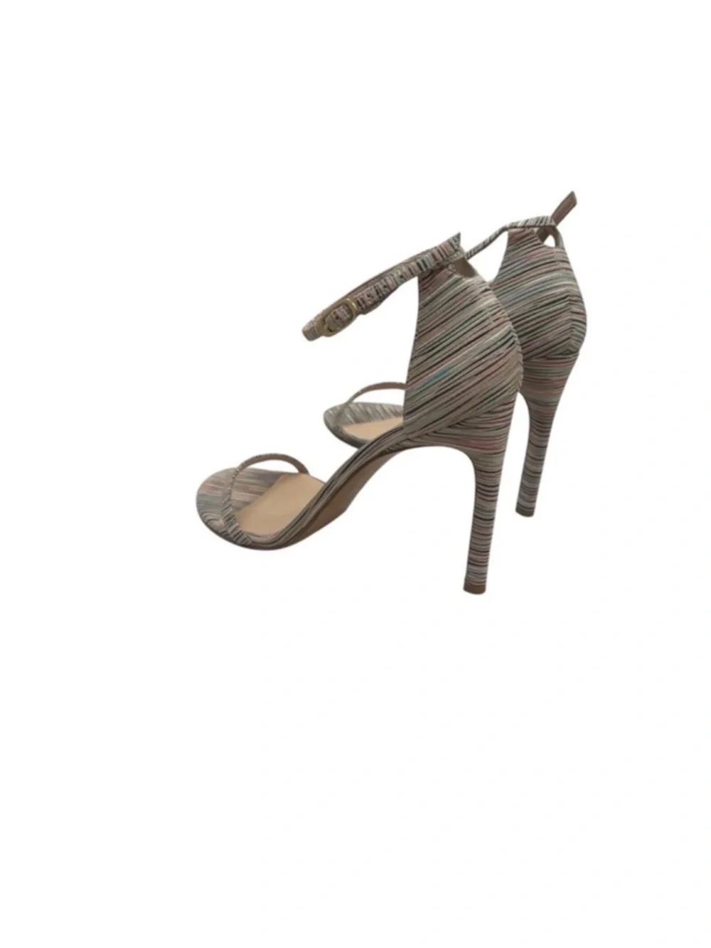 Stuart Weitzman Nudistsong Bisque Prism Sexy Stiletto striped high heels  7 1/2 - Picture 5 of 16